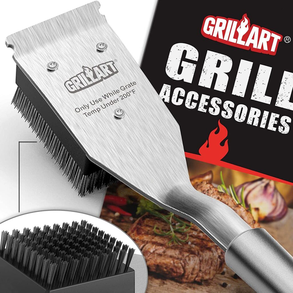 GRILLART Grill Brush and Scraper, Wire BBQ Grill Brush for Outdoor Grill, 16.5” Grill Cleaning Brush
