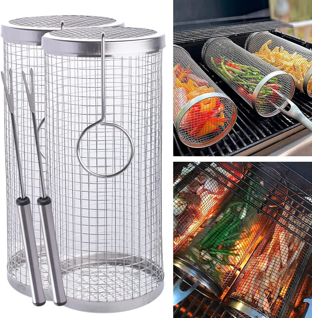 HYSENM 2 PCS Rolling Grilling Basket for BBQ